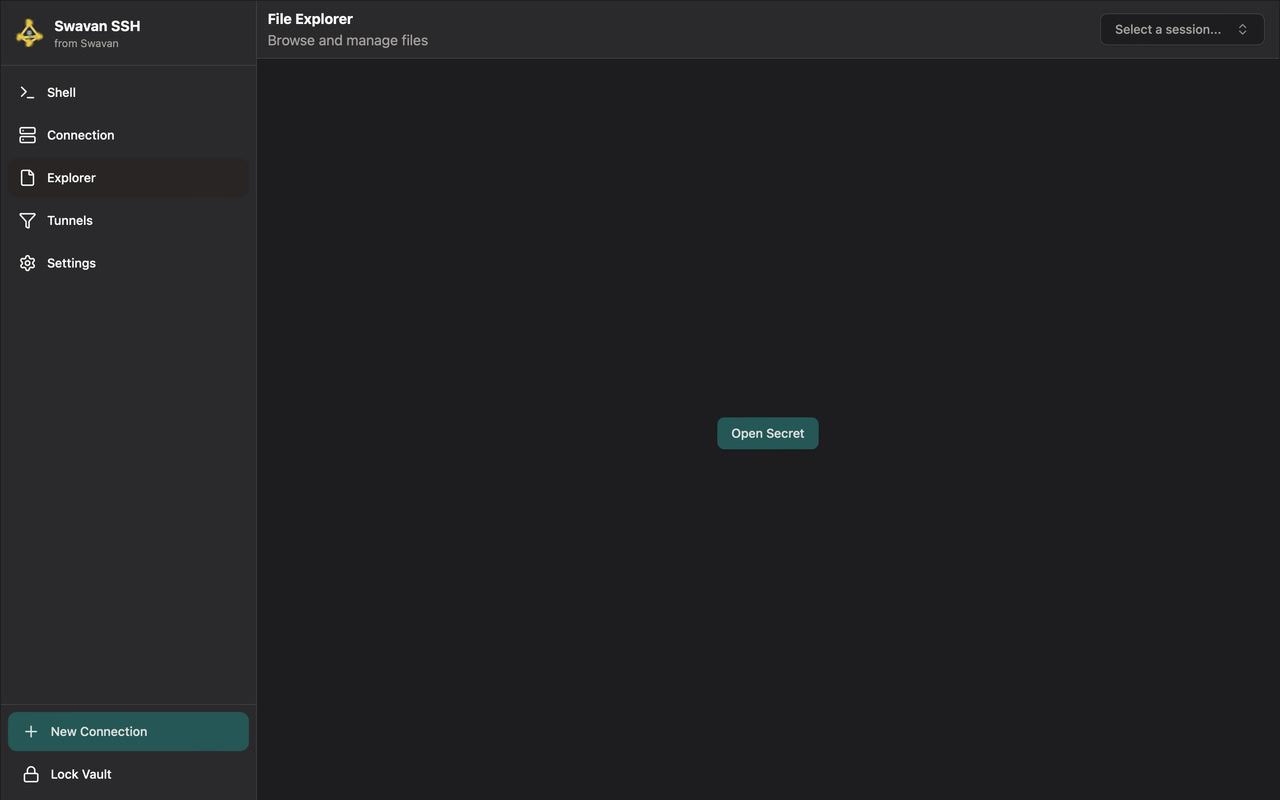 Explorer session picker screen
