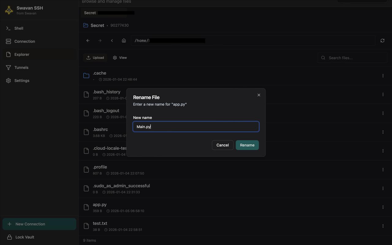 Rename file dialog with text input